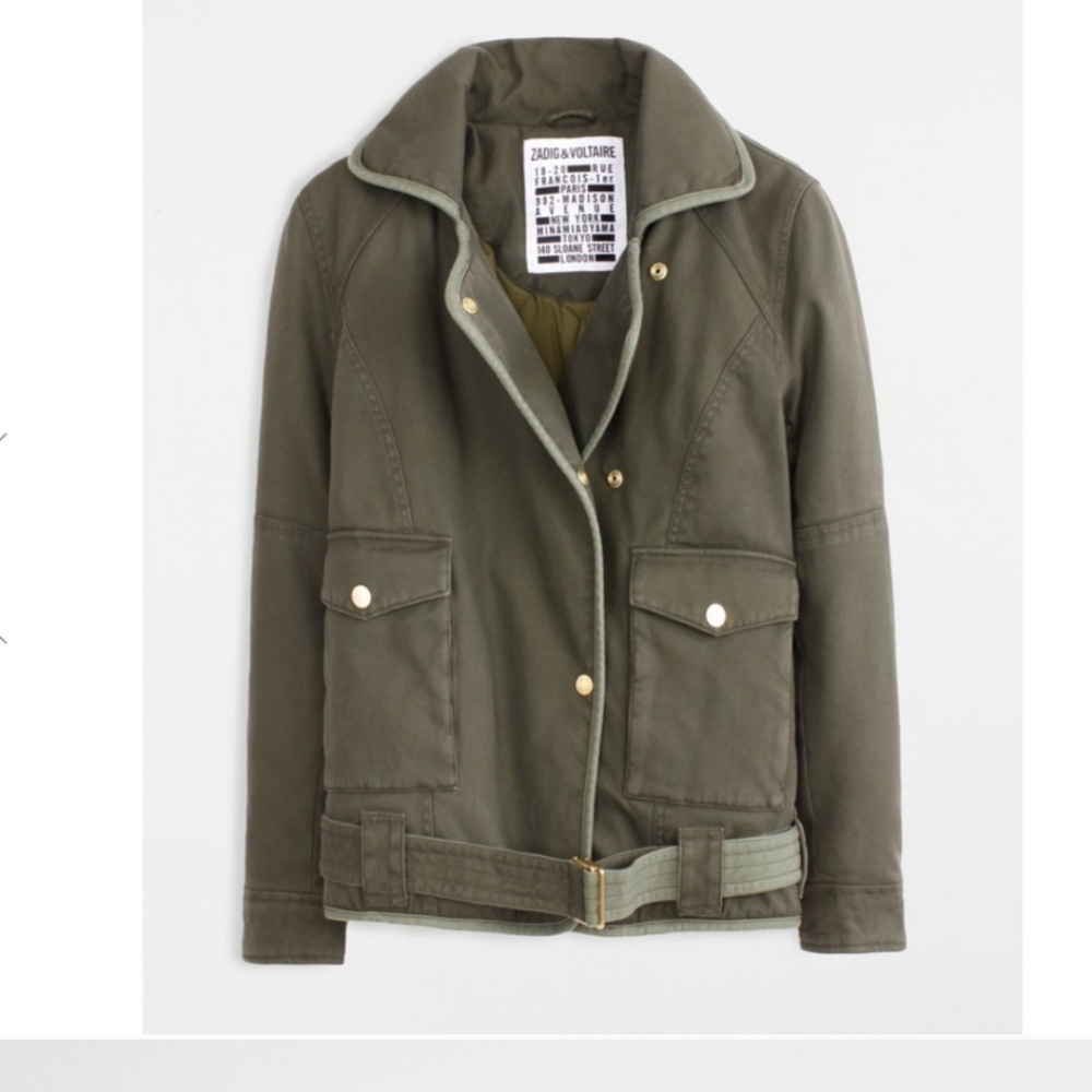 NEW Zadig & Voltaire Olive Green Kawa Parka Jacket SMALL - Picture 1 of 8